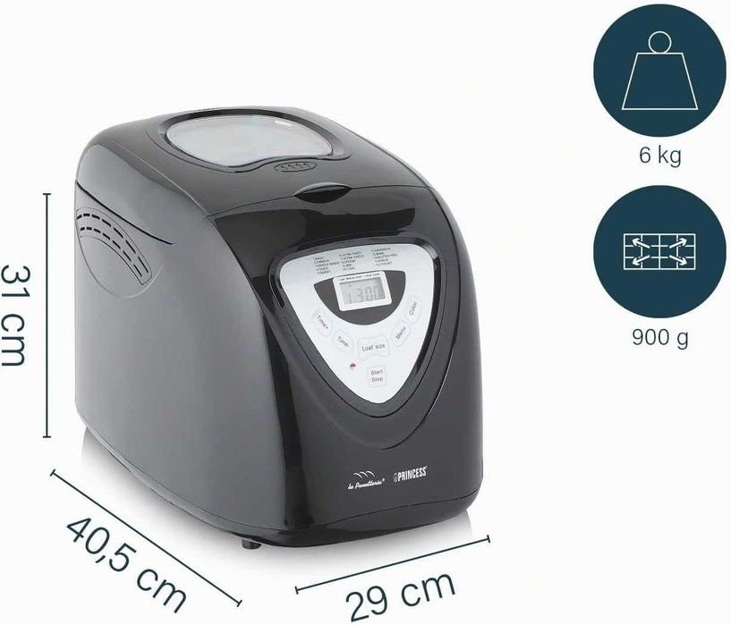 Хлебопекарна Princess 600W Cool Touch, капацитет 680-900 г, 15 програми