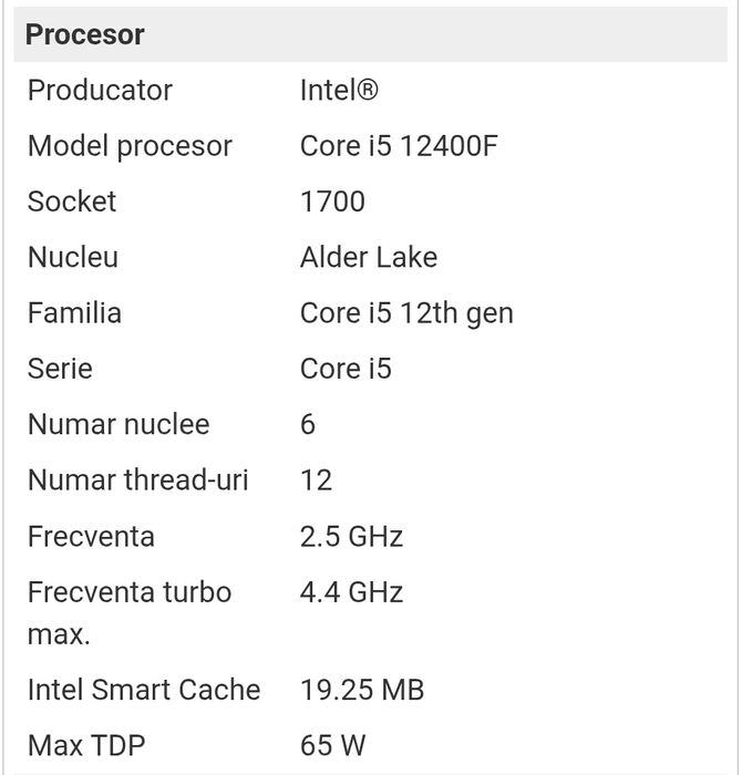 Procesor i5 12400f