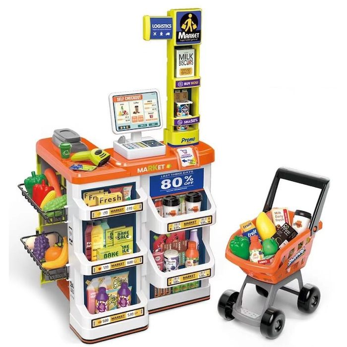 Комплект за игра Mappy Supermarket, Височина 82 см, 60 части