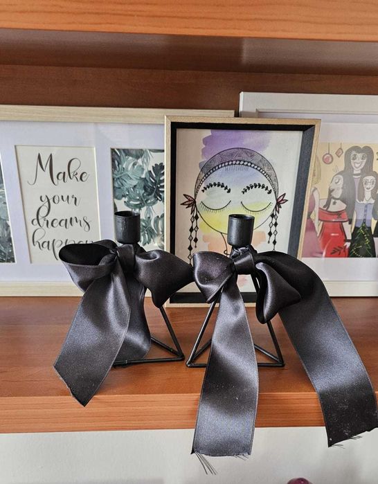 Set 2 sfenice negre metal