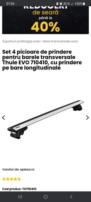 Prinderi Thule bari transversale înălțate 7104