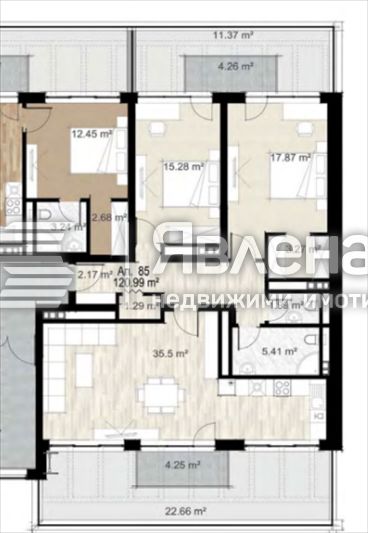 ЯВЛЕНА ЛАГЕРА продава 3-стаен апартамент в нова сграда в кв. Сердика.