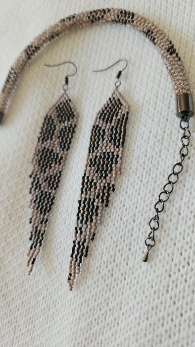 Комплект ЛЕОПАРД: Браслет + Серьги из бисера от ABJ Handmade