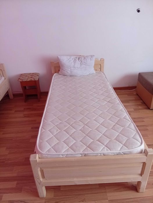 Paturi 6 bucăți cu saltea din lemn masiv 90/200cm