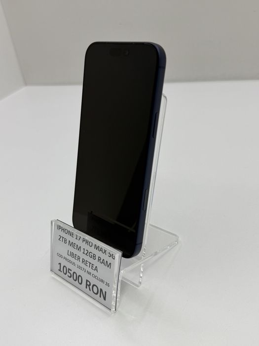 iPhone 17 Pro Max 2TB 5G Deep Blue, 26 cicluri, ca nou