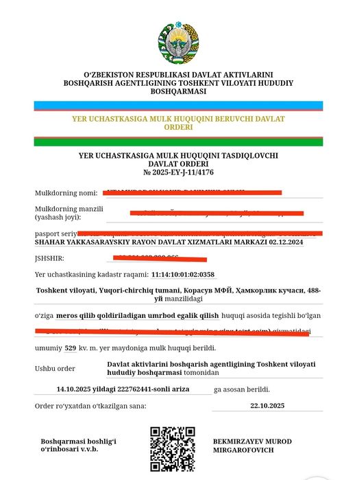 Yangi Toshkent 6 sotixli uglavoy xovli sotiladi