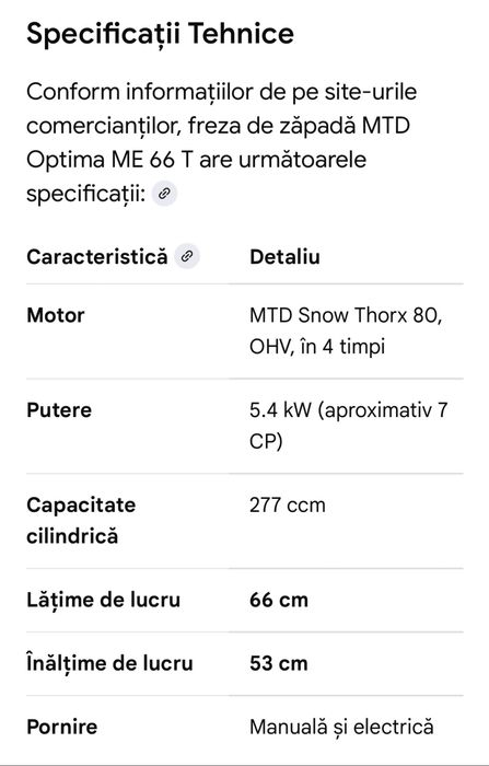 Freză de zăpadă pe șenile MTD Optima ME 66 T – CA NOUĂ