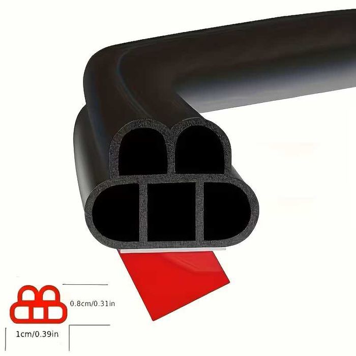 Универсално двойно гумено уплътнение за врати на кола, 5 метра дължина