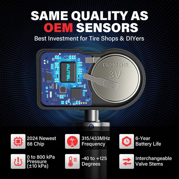 TPMS Датчик за гуми Autel MX-Sensor 433/315MHz,100%покритие,8г. Гаран