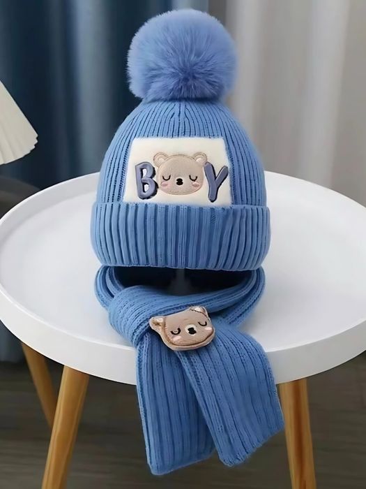 Шапка и шарф для детей, головной убор для детей