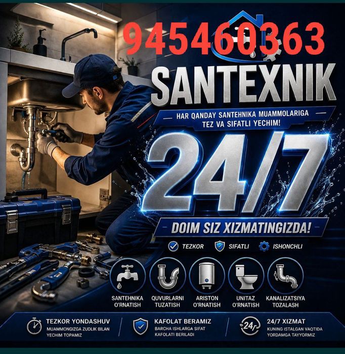 Santexnik xizmati 24/7 Cантехник хизмати 24/7  Santexnik usta24/7 - Santexnika-kommunikatsiyalar Toshkent на Olx
