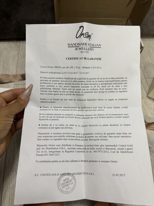 cercei diamante orsini aur alb