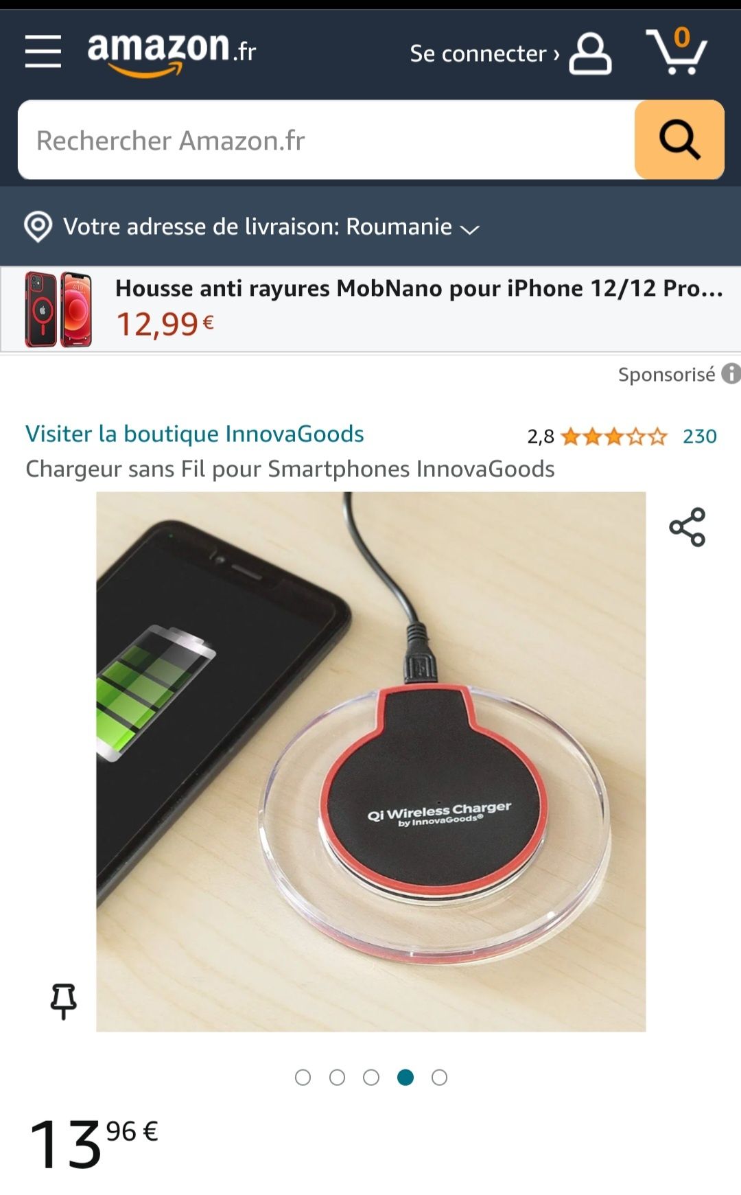InnovaGoods Chargeur Qi sans fil pour Smartphones