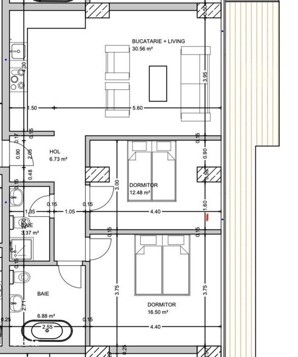 Apartament 3 camere, 76.52 mp, zona Centrala