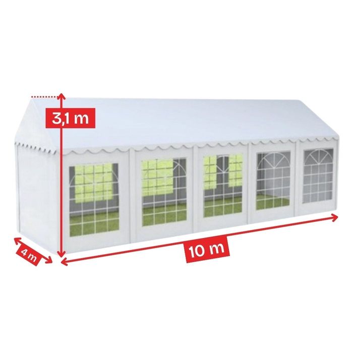 Cort evenimente 4×10 m Cortis profesional, prelată UV 500 g/mp, țeavă 38 mm + CADOU