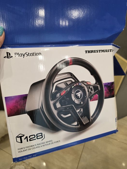 Волан с педали Thrustmaster - T128-P EMEA EU, PS5/PS4/РС, черен