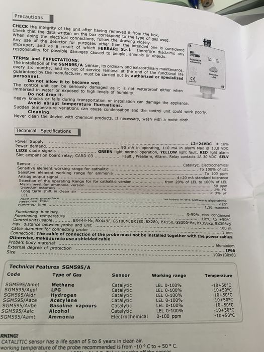 Senzor gaz industrial