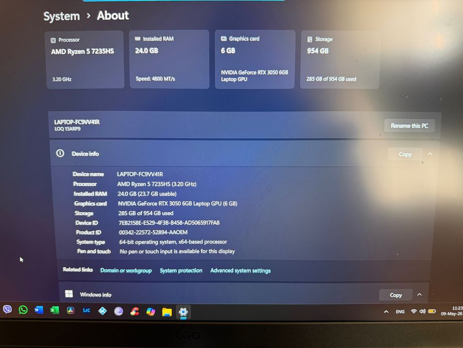 Lenovo LOQ 15ARP9 RTX 3050 6GB 24GB RAM 1TB SSD 144Hz Гаранция