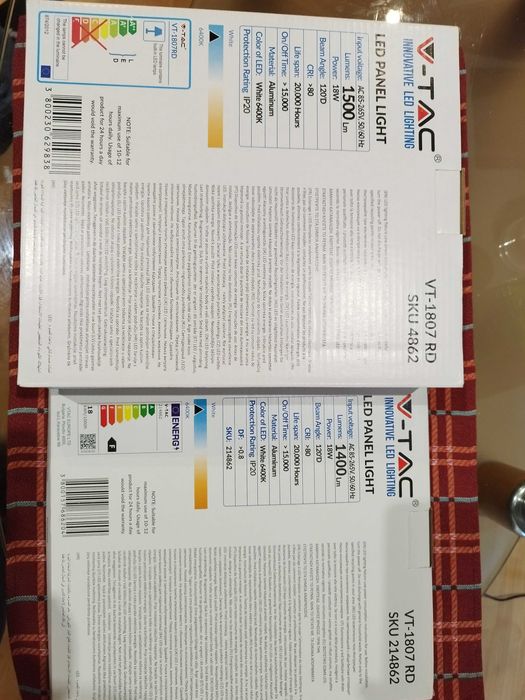 V-tac 18W лед панели