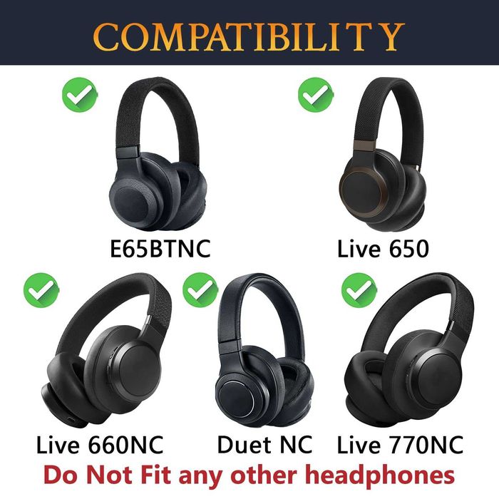 Set 2 bureti pentru casti JBL Live 770NC / 660NC / 650BTNC / E65BT / Duet NC, Over-Ear - Spuma cu memorie
