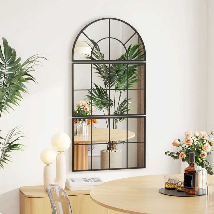 Стенно огледало HOMCOM, огледало за прозорец, три части, метална рамка