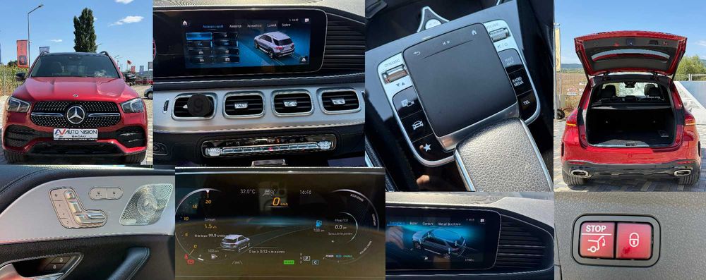 *RATE*Mercedes GLE450 W167 hybrid benzina 367CP 4MATIC//AIRMATIC panorama 2021 AMG Burmeister full km real impecabil culoare deosebita Rosu Manufaktur