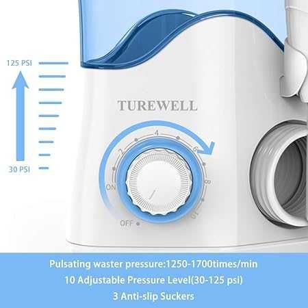 Зъбен душ TUREWELL орален иригатор 600ml 10 регулируеми налягания Бял
