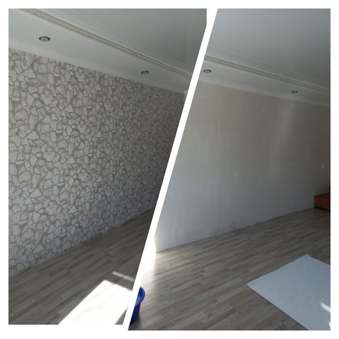 Поклейка обоев и галтель