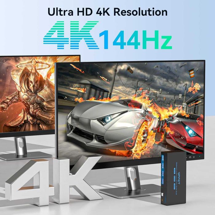 Switch Comutator KVM DisplayPort 4K-144Hz 2 monitoare 2 PC,USB 3.0