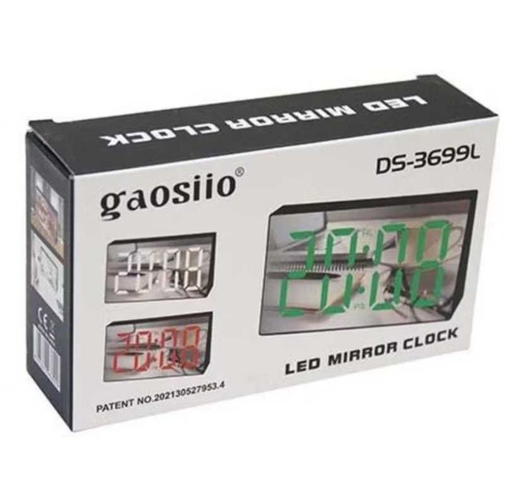 Огледален Настолен Часовник с Термометър и големи LED цифри
