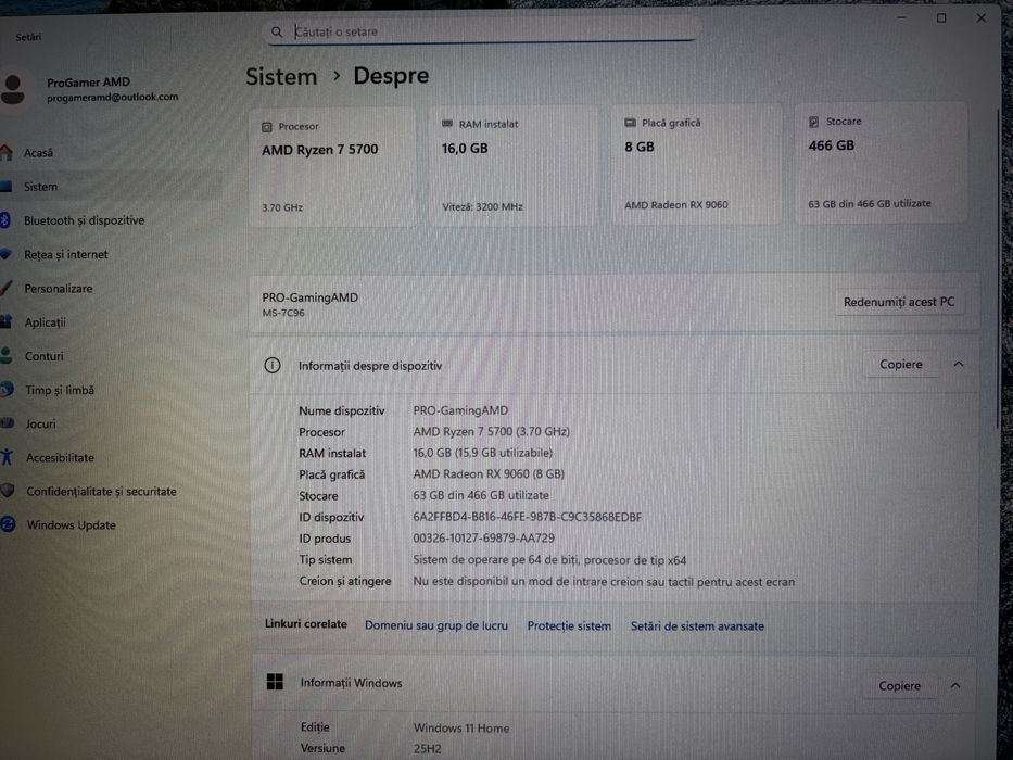 NOU-Garantie! Ryzen 7 5700/ RX 9060/ 32 GB RAM/SSD M2/ RGB