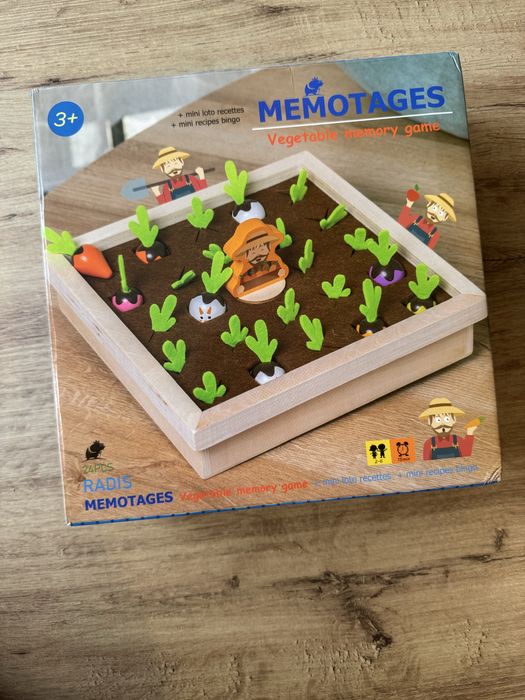 Дървена игра за памет Издърпай морковче, Монтесори