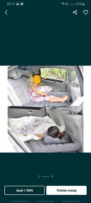 Saltea gonflabila auto pat+2 perne+pompa