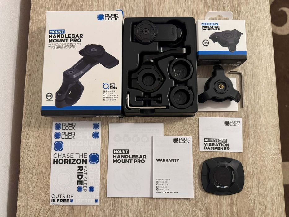 Quadlock Handlebar Mount PRO + amortizor + prindere telefon moto suport ghidon motocicleta prindere