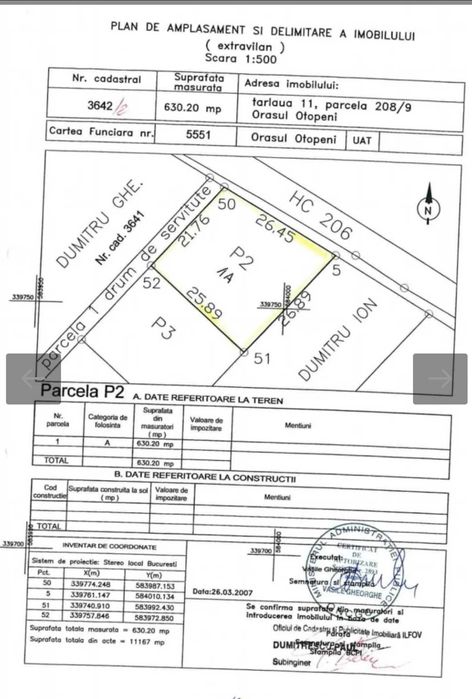 Terenuri Otopeni 630\518 mp str Panait Istrati