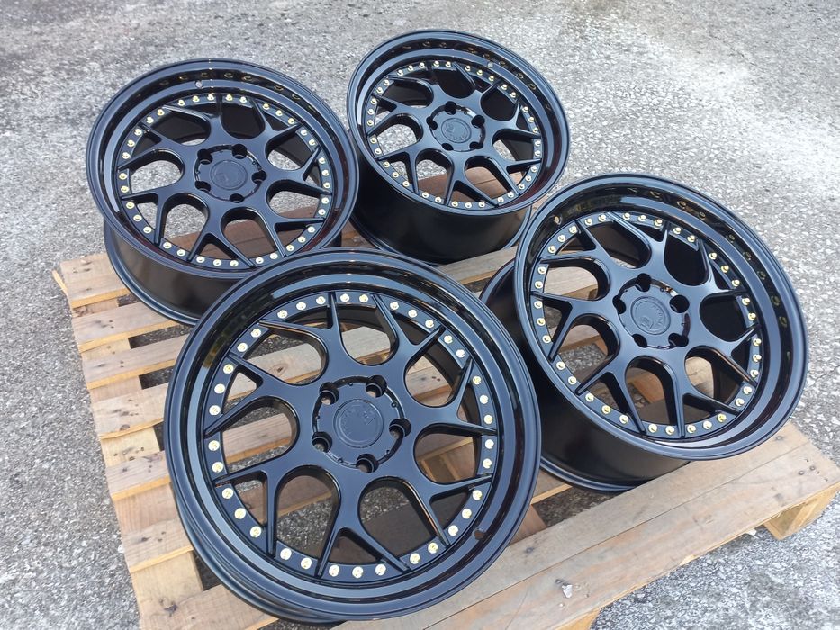 18"5x114.3 Black ^Gold 8.5j et35 Honda Mitsubushi Hyundai Renault Nissan Mazda Чисто Нови..