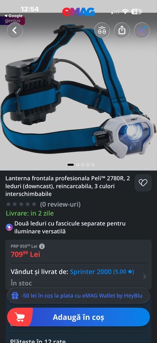 Lanterna frontala profesionala Peli 2780R