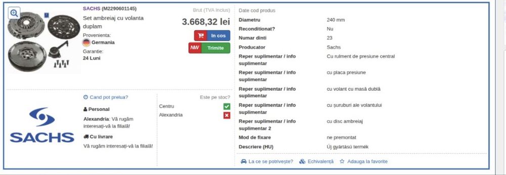 Vand set complet ambreiaj SACHS
