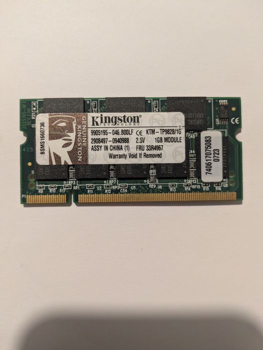 Memorie RAM Laptop DDR1 1GB Kingston KTM-TP9828/1G (Compatibil IBM/Len