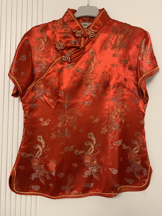 Vand top rosu matase, top paiete auriu sau rosu, marime M-L