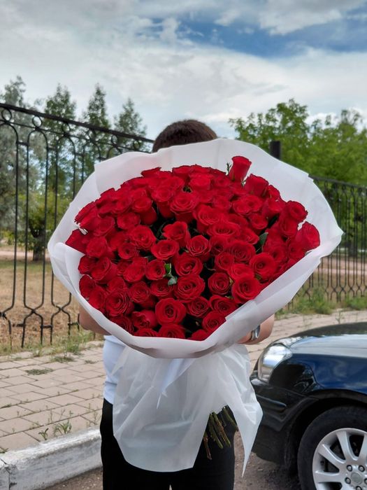101 букет розы свежие