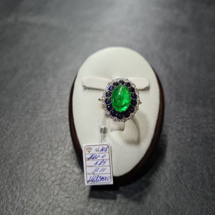 Кольцо Золотое с Бриллиантами Сапфиры