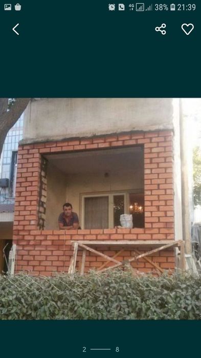 Кладка кирпича БАЛКОНОВ В  Ташкенте  !  Быстро и качественно.  Ойбек !