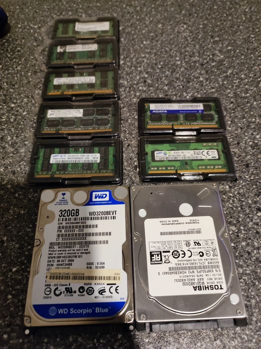 ОЗУ для ноутбуков ddr2-6400-2Гб,ddr3-4Гб,HDD-Sata 320Гб,IDE-60Гб