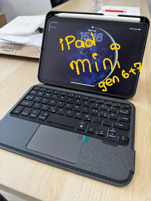 Husă cu tastatură Bluetooth detașabilă și touchpad pentru iPad Mini 6 / Mini 7 (8.3”) – nouă