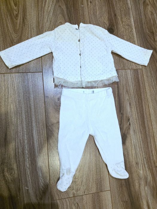 Bebelus fetita marimea 56, set de 2 piese din catifea