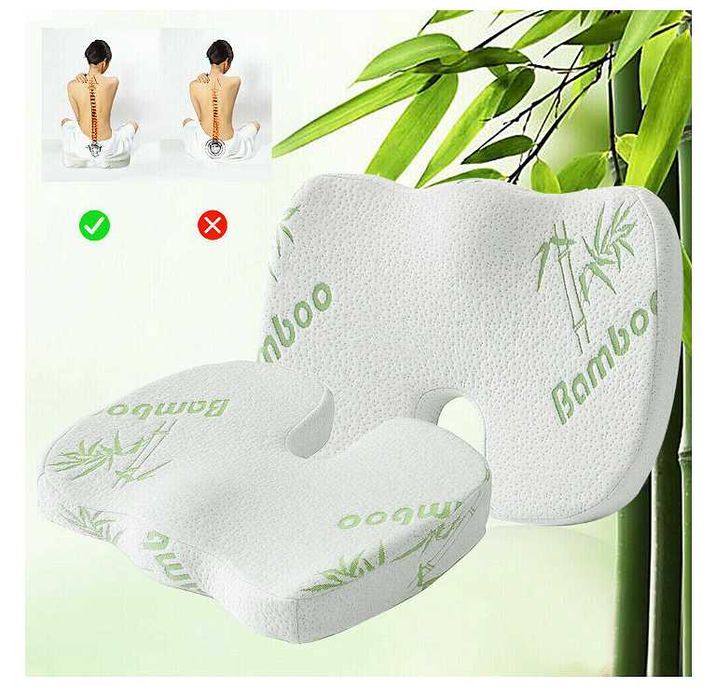 Ортопедична анатомична възглавница с бамбукови нишки за сядане от мемори пяна против болки в гърба и кръста