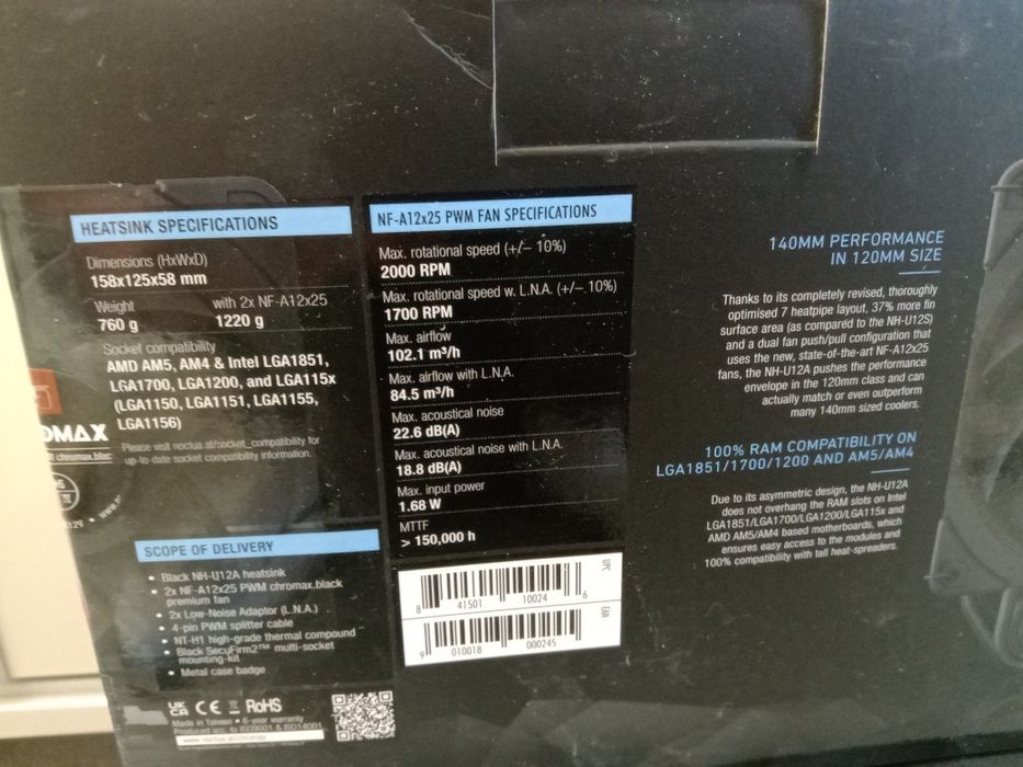 Cooler Procesor Nou - Noctua NH-U12A Chromax Black 120mm AMD/Intel