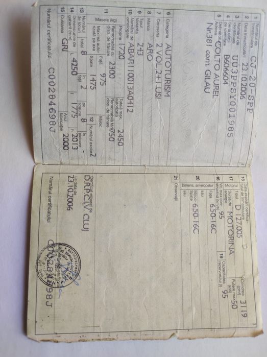 Vând Aro 243 an 2000, motor și cutie Isuzu 2.8 tdi.