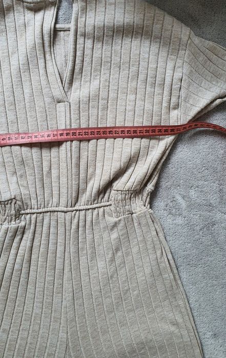 Salopetă tricot Zara fete 11-12 ani 152 cm XXS bej/nude melanj evazată wide leg casual chic